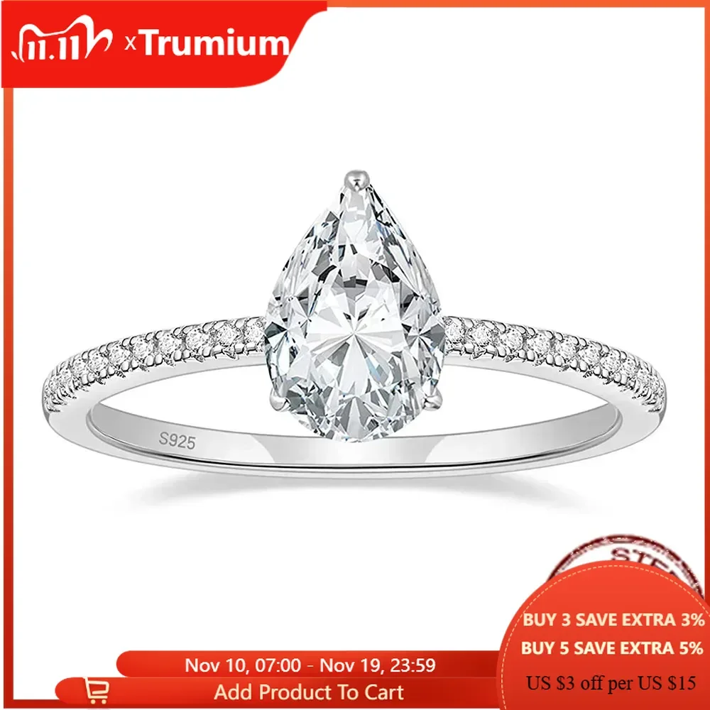 

Trumium 2 CT 925 Sterling Silver Engagement Rings Gemstone Cubic Zirconia Wedding Promise Rings for Women Fine Jewelry Gifts