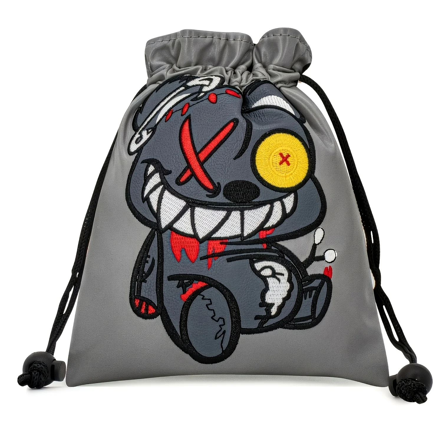 Golf Bag Featuring a Monocled Bear Design, Equipped with a Drawstring Closure. This Portable And Durable Faux PU Pouch