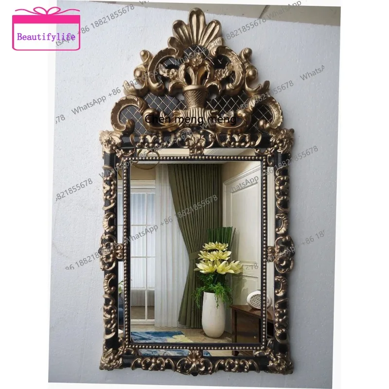 YL  European-style home entrance decorative mirror American-style rural makeup mirror luxury rectangular dresser