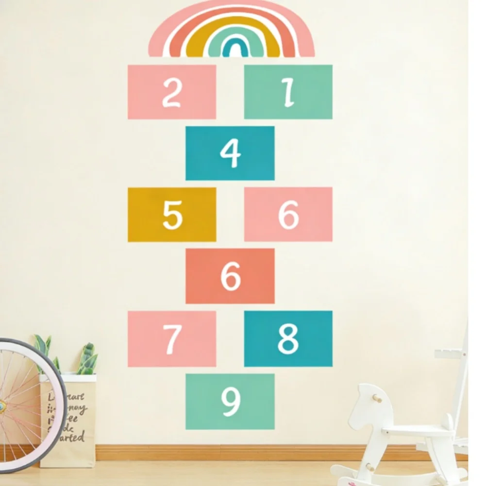 

Removable Colorful Square Number Stickers for Kindergarten Walls and Playrooms PVC Material Reusable and Easy Clean