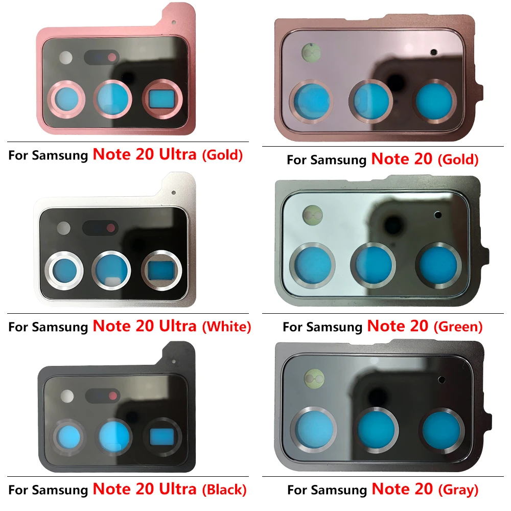 NEW Rear Back Camera Glass For Samsung Note 20 / Note 20 Ultra Main Camera Lens Glass Cover With Frame Holder Replacement