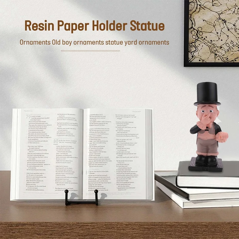 M11K-Resin Butler Shape Cute Old Boys Statue Decor Tissue Stand Rack Sculpture For Toilet