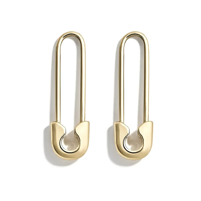 Wholesale 3 Pairs Safety Pin Hoop Earrings Stainless Steel Gold Plated Unique Paperclip Dangle Ear Jewelry Set For Women