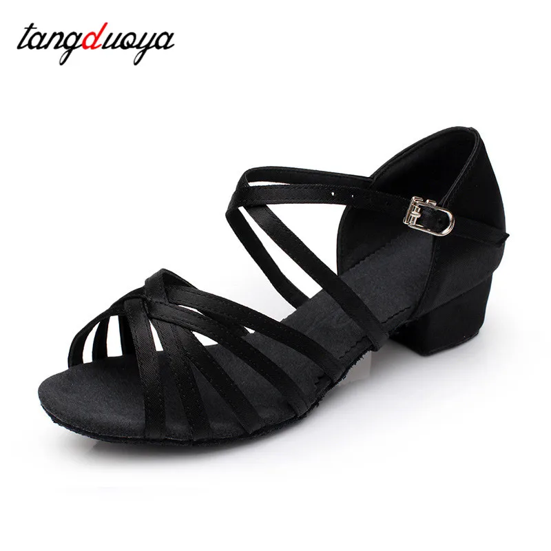 Dzieci buty do tańca dla kobiet sala balowa Latin Modern Tango buty do salsy damskie dziewczęce buty do tańca ćwiczą niskie obcasy