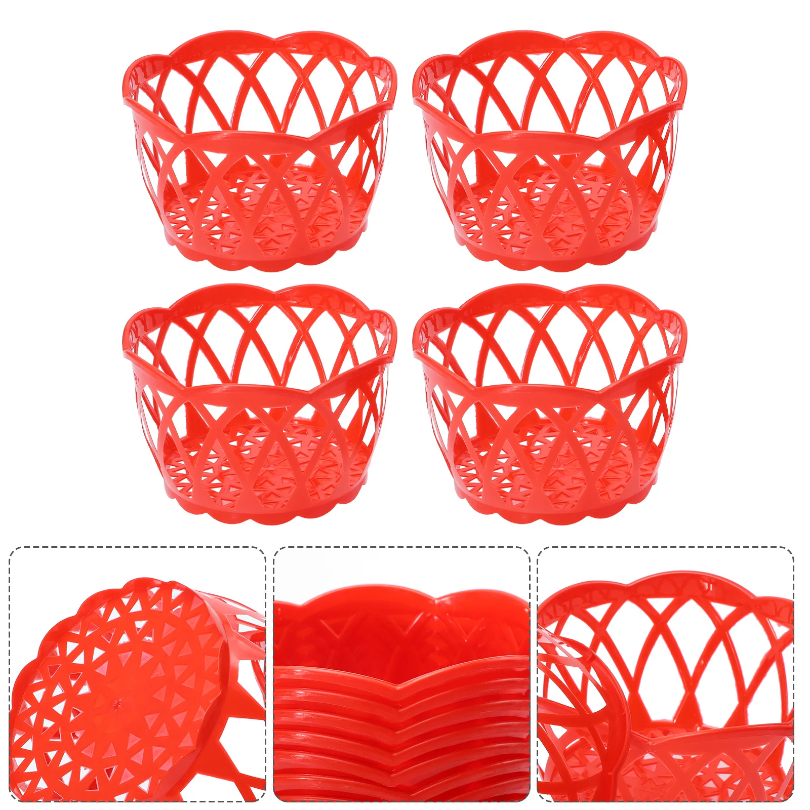 

12pcs Plastic Egg Packing Basket Round Hollow-Out Storage Container For Kitchen Bathroom Fruits Vegetables Organizer Home