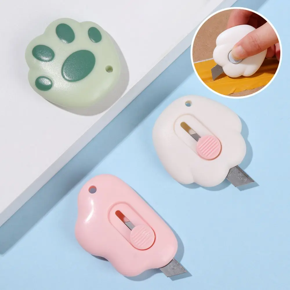 1PCS Retractable Cute Cat Paw Utility Knife Box Cutter Letter Opener Portable Carton Opener Paper Cutting School Office Supplies