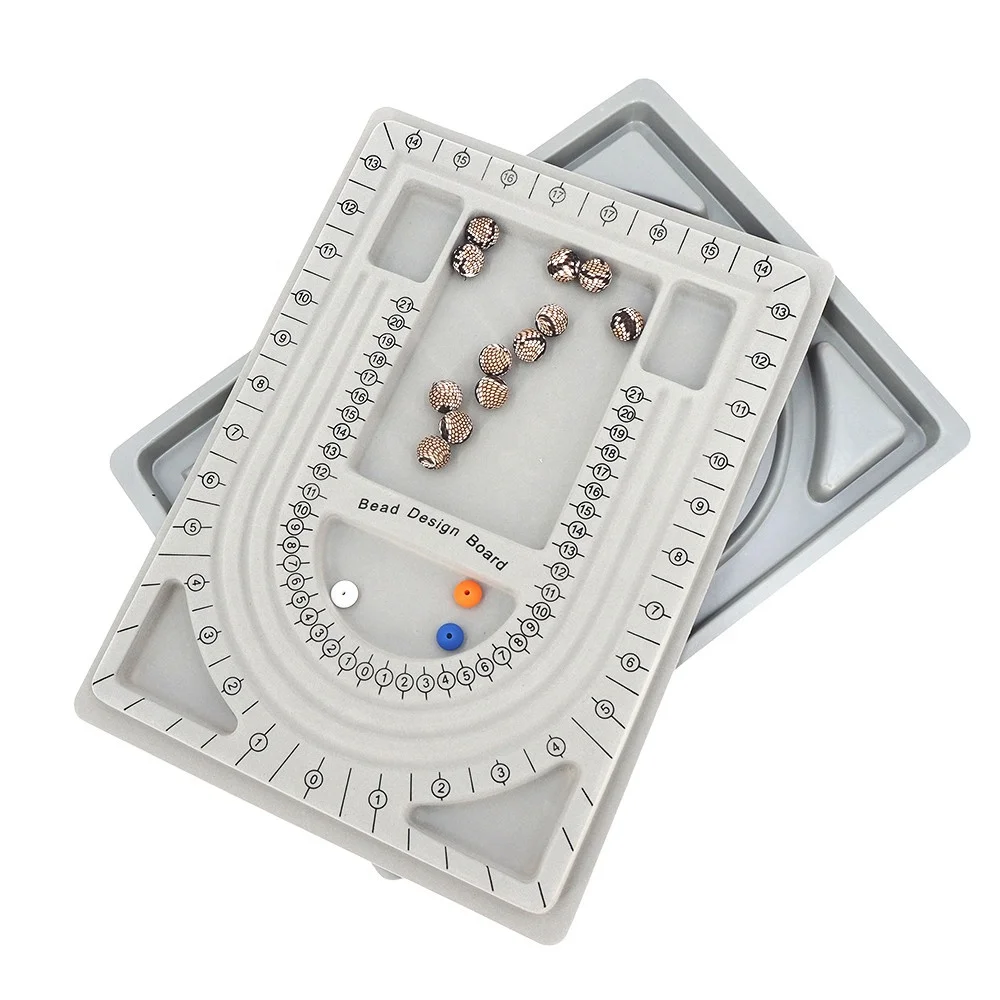 

Professional Jewelry Bead Board Organizer with Clear Cover and 3U Shaped Channels DIY Bracelet Necklace Tray Durable Grey Design