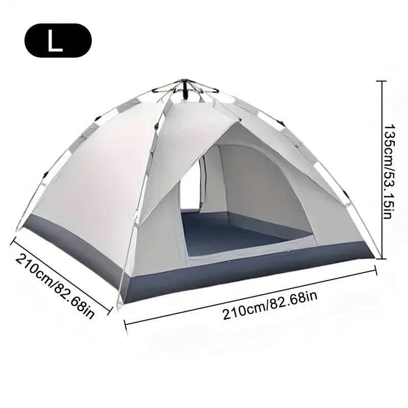 3-Second Quick Setup: Automatic Pop-Up Tent (No Assembly Required) — Featuring Fiberglass Poles and Oxford Fabric Canopy. An All-Season, Waterproof Camping Shelter with Zipper Closure, Ideal for Hiking, Travel, and the Beach.