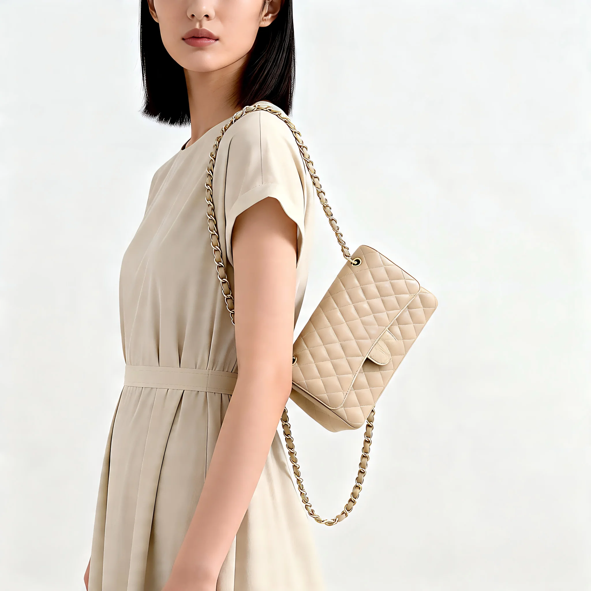 

Premium Genuine Leather Designer Bag Women Diamond Embossed Chain Strap Crossbody Handbag