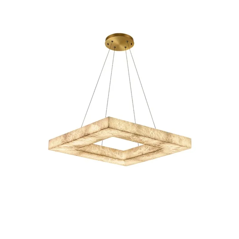 Dimmable Led Gold Chrome Marble Chandelier Pendant Light Suspension Luminaire Lampen Alabaster Hanging Light For Dinning Room