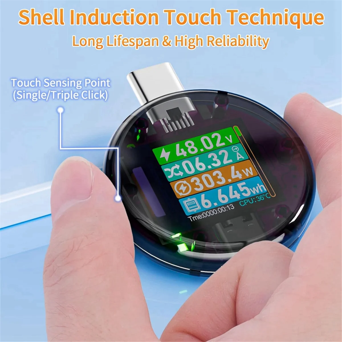 USB C Power Meter Tester, Multímetro, Tensão Corrente, Amp, Volt Detector, Tester Digital para Carregadores, Power Bank Cable