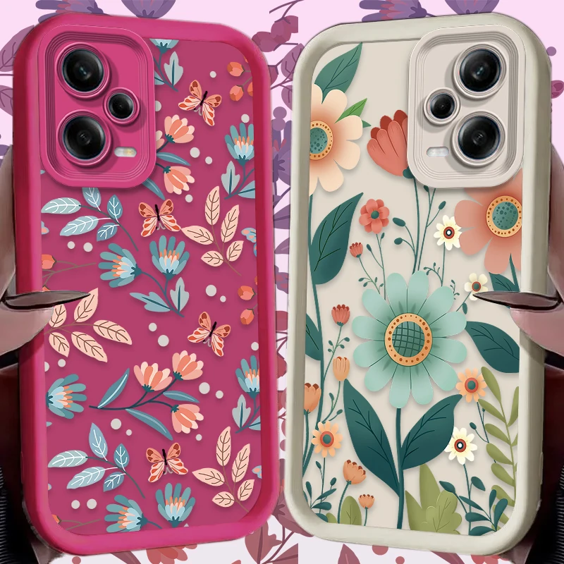 Cartoon Flower Silicone Phone Case For Xiaomi POCO X6 X5 X4 GT X3 NFC F3 F4 F5 F6 M6 Pro 13T 12T 11T 13 12 11 Lite 5G NE Cases