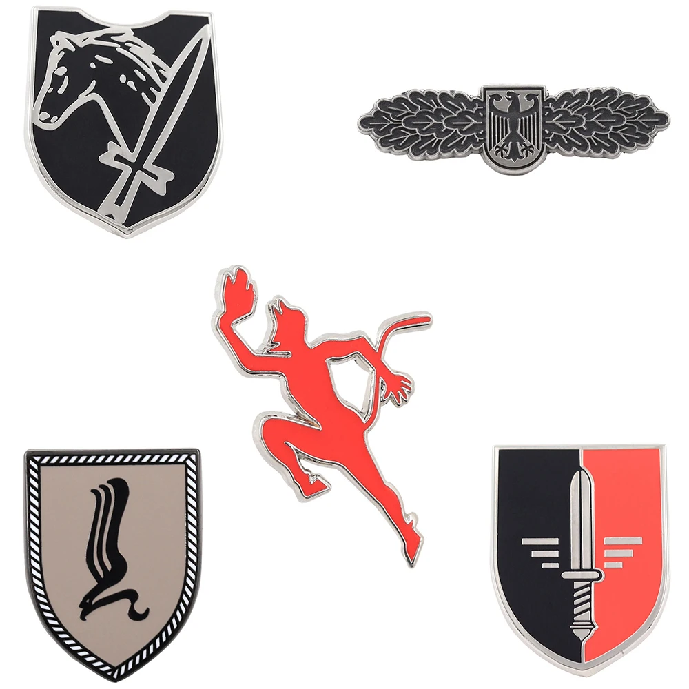 Broches de Esmalte Vintage da Insígnia Militar Alemã Luftwaffe JG52 Escudo Diabo Vermelho, Distintivo de Metal do Exército, Joia de Lapela