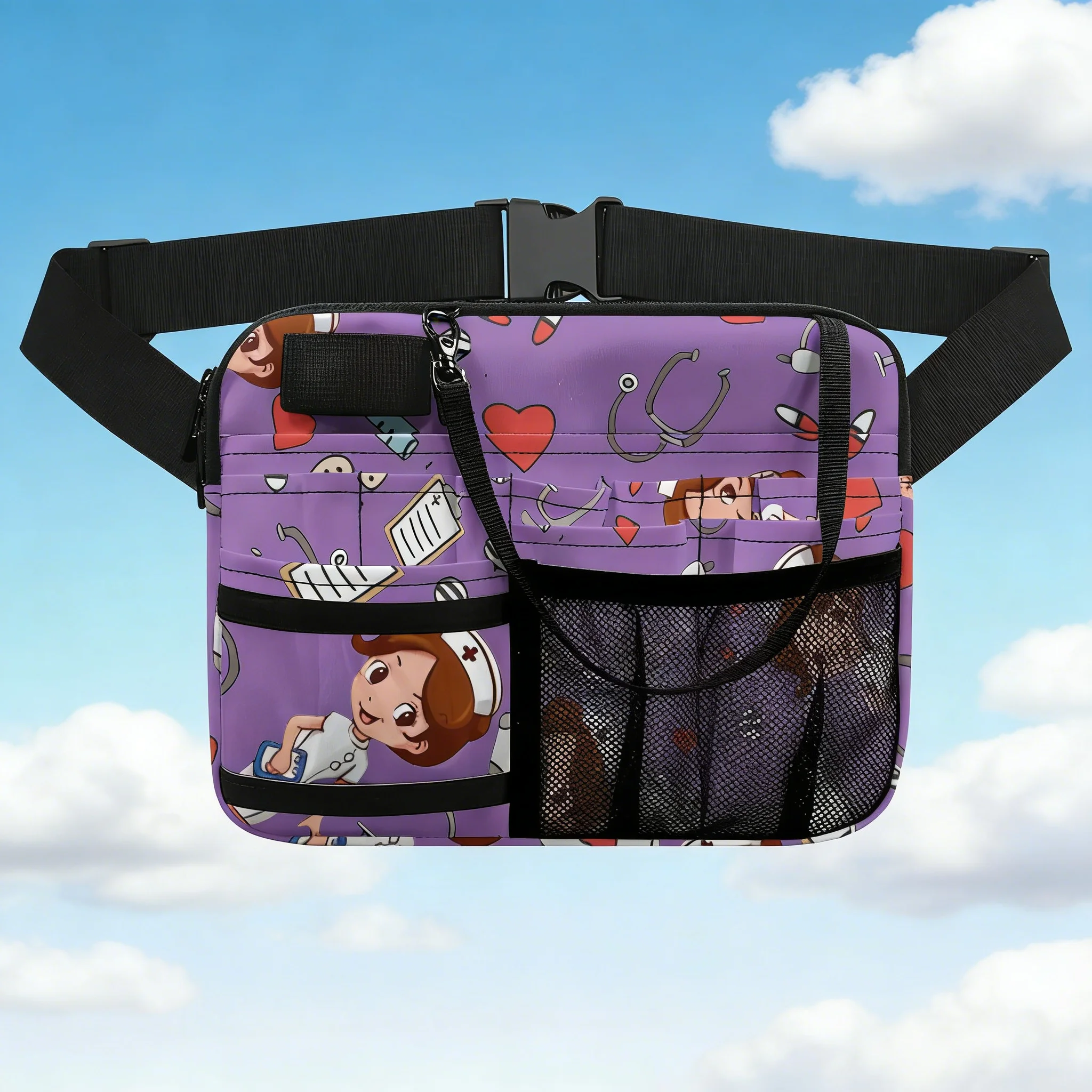 

Поясная сумка с рисунком стетоскопа, поясная сумка в медицинском стиле, сумка с несколькими карманами