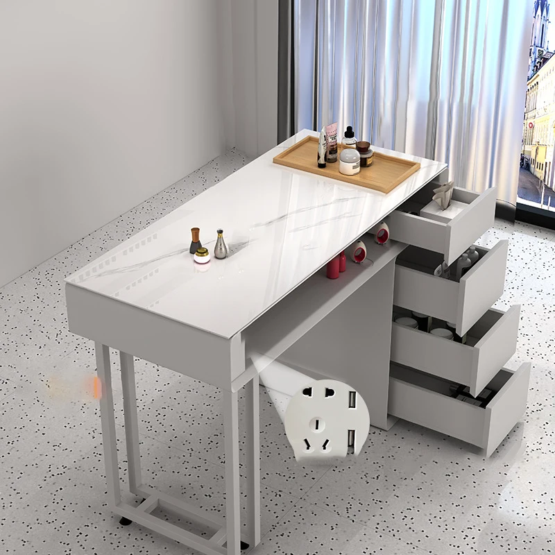 High Quality Professional Metal Antique Manicure Table and Chair Set Modern Manicure Table With Mable