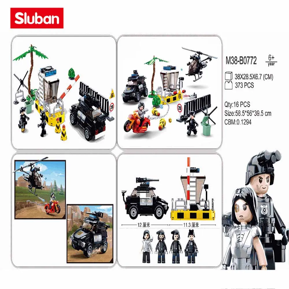 Sluban Building Block Toys City Police B0772 Border Drug Control 373PCS Bricks Police Corps Sets Compatbile With Leading Brands