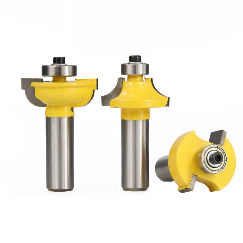 XCAN, 3 шт., набор бит для изготовления стеклянных дверей, хвостовик 1/2 дюйма, фрезы с круглыми бусинами, 2 канавки, концевая фреза для рамочной двери