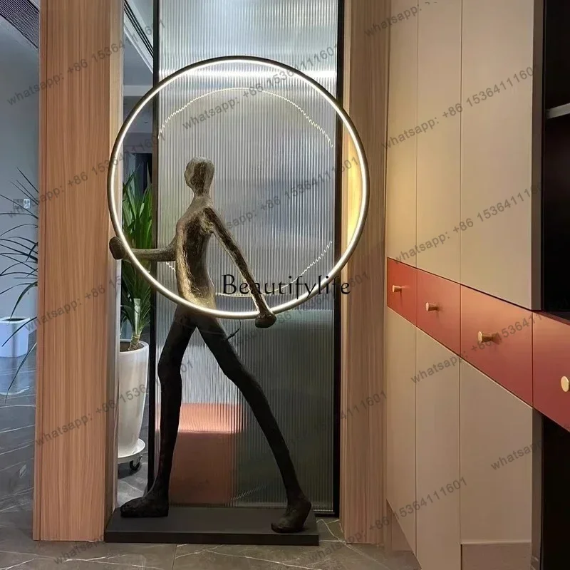 jj4  Creative humanoid sculpture floor-to-ceiling large ornament exhibition hall sales office Abstract art ornament can shine