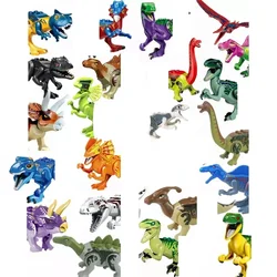 Locking Blocks Jurassic Dinosaurs Tyrannosaurus Rex Wyvern Velociraptor Stegosaurus Building Blocks Toys For Children Dinosaur