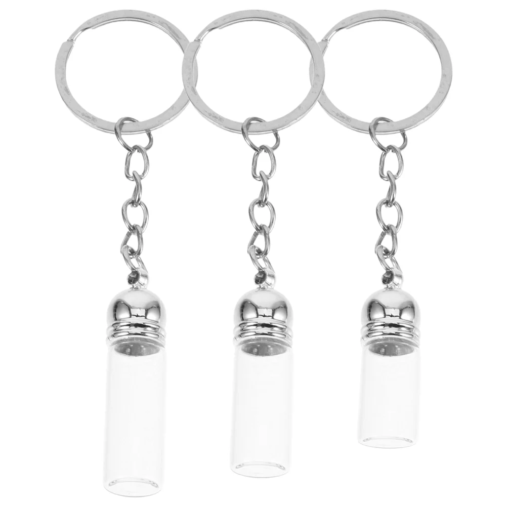 

Transparent Glass Bottle Pendant Small Bottles Key Ring Keychain Jars Mini Refillable Perfume Travel Size Wish Tiny