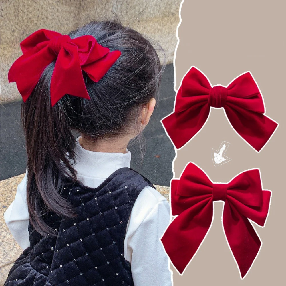 1 Stück modische Haarspangen mit roter Schleife, Stoffdesign, perfektes tägliches Haarstyling, sieht festliche Outfits aus, schickes, süßes Accessoire mit Erhöhung – Detail 2