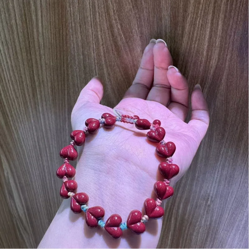 Natural mineral and purple gold sand hand-woven rope heart-shaped , high-end bracelet