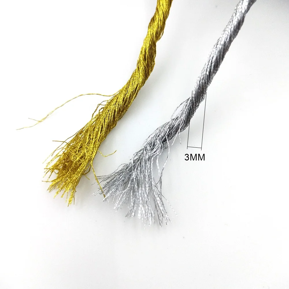 1 ROLL 70M 3MM Shiny Gold And Silver Metal Braided Rope  Dazzling Single Twist Braided Rope Jewelry Making Rope Decorative Rope