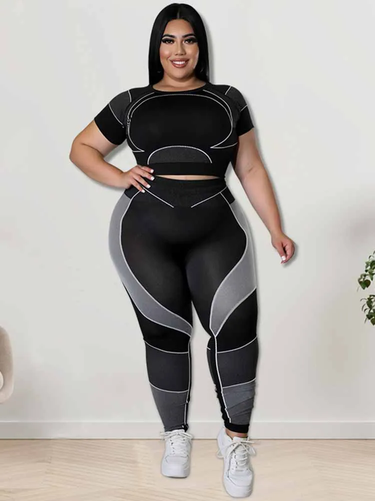 Women Tracksuit 2 Piece Set Plus Size Pants Suit Casual Slimming Leggings Summer Sets Womens Outfits Wholesale Bulk Dropshipping