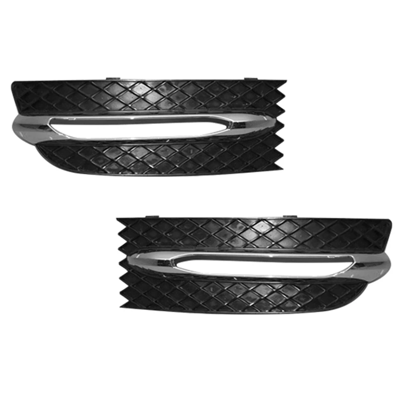 

1Pair Car Front Bumper Fog Light Grille Cover With Chrome Frame For Mercedes-Benz SLK Class R172 W172 2012-2016