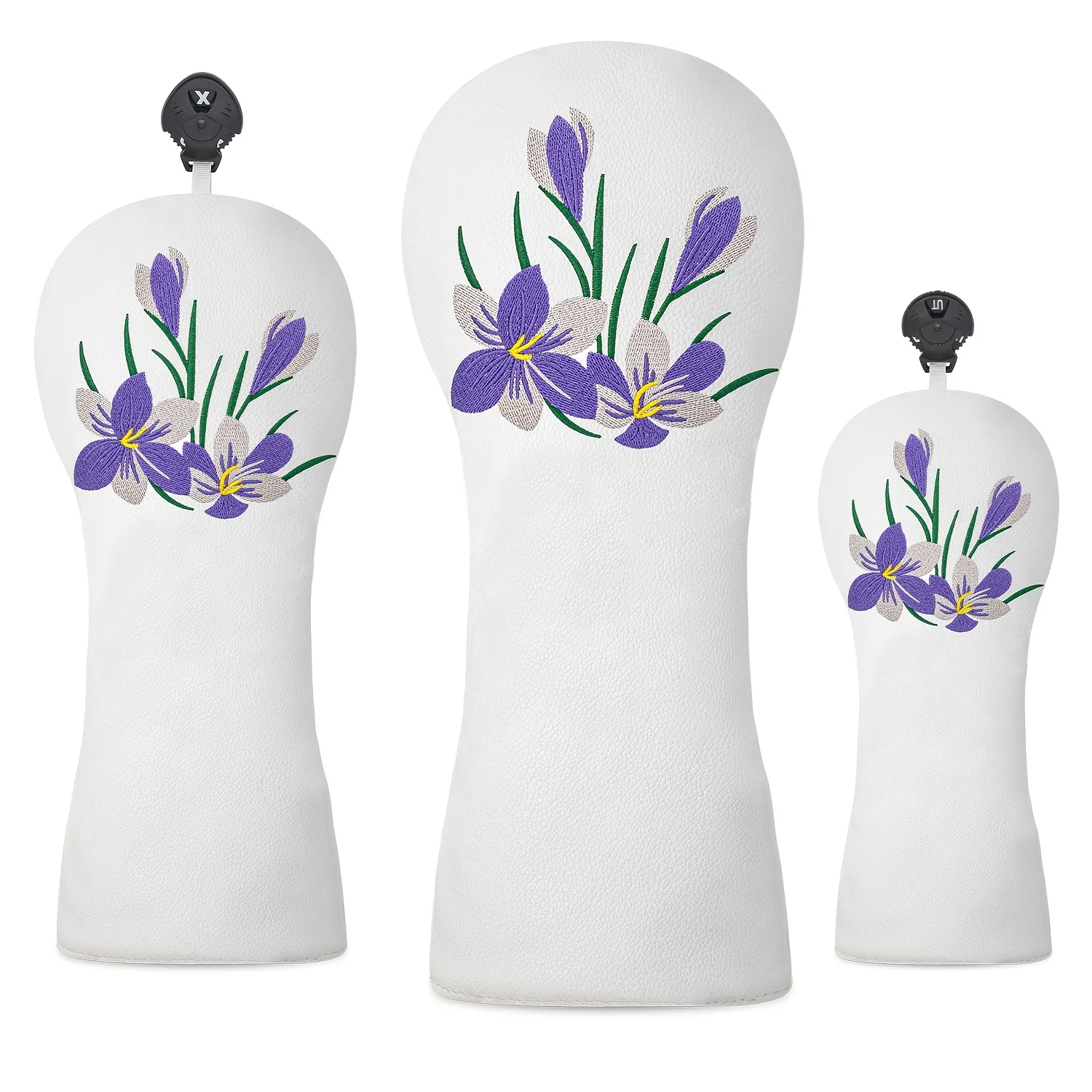 1pc/3pcs Driver, Fairway, Hybrids Headcover - Purple Flowers Design Style Golf Club Cover Suitable for Male and Female