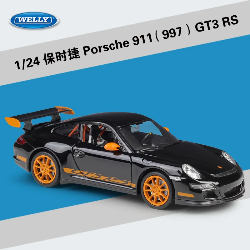 Porsche 911 GT3 RS 1:24 Welly Alloy Sports Car Model Diecast Metal Track Racing Vehicles Car Model Simulation Childrens Toy Gift