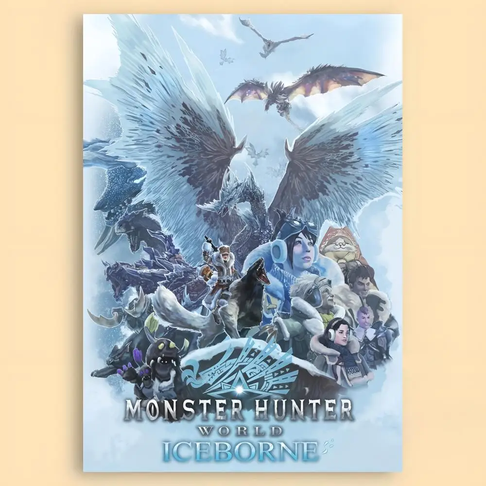 Epic Action RPG M-Monster Hunter World Poster Wall Art, Living Room Bedroom for Decor Enthusiasts