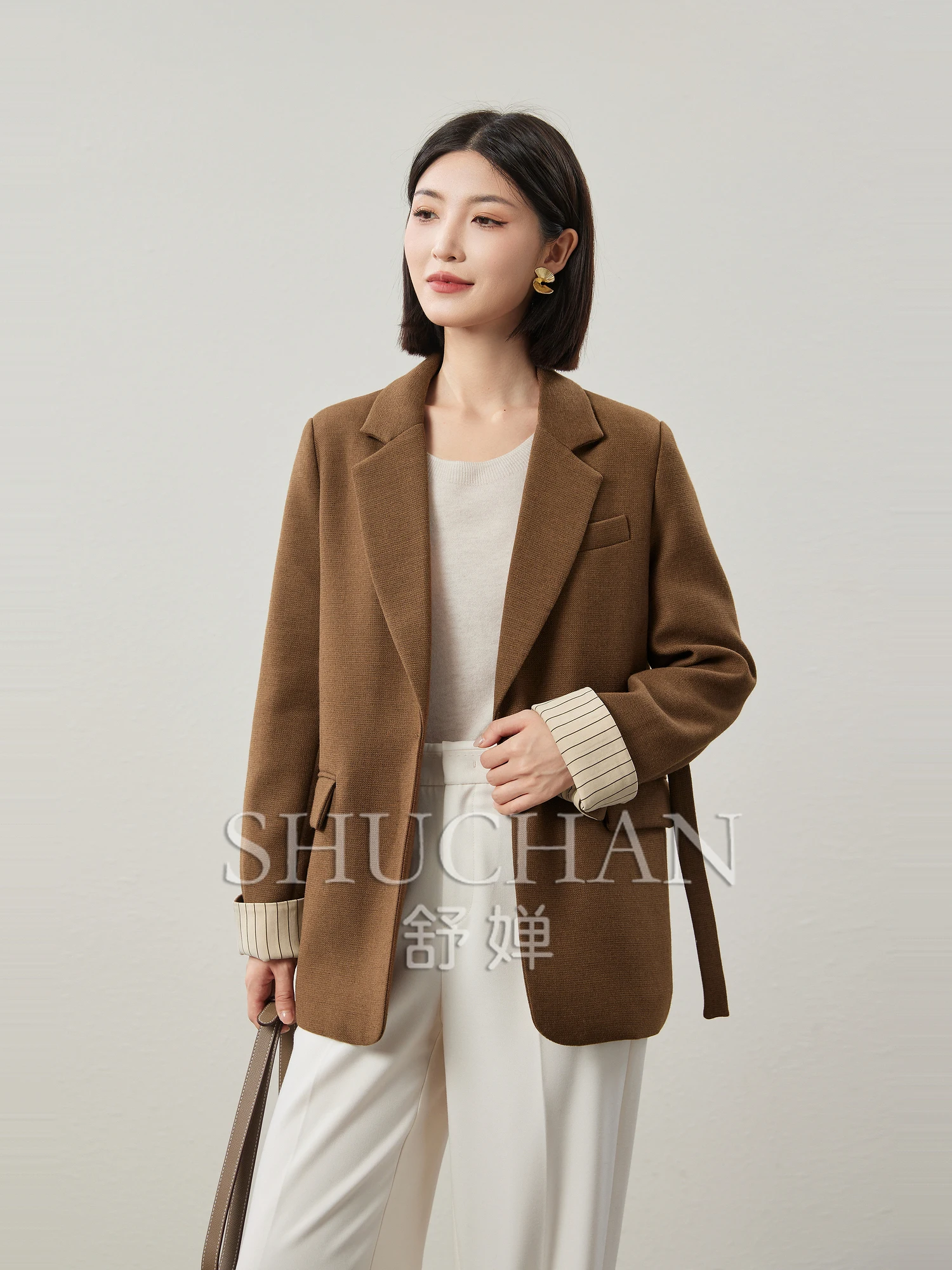 

Suit Jacket with Belt 24 Autumn/Winter Blazer Femenino Blazer Mujer De Moda 2024 Jacket Women Thick