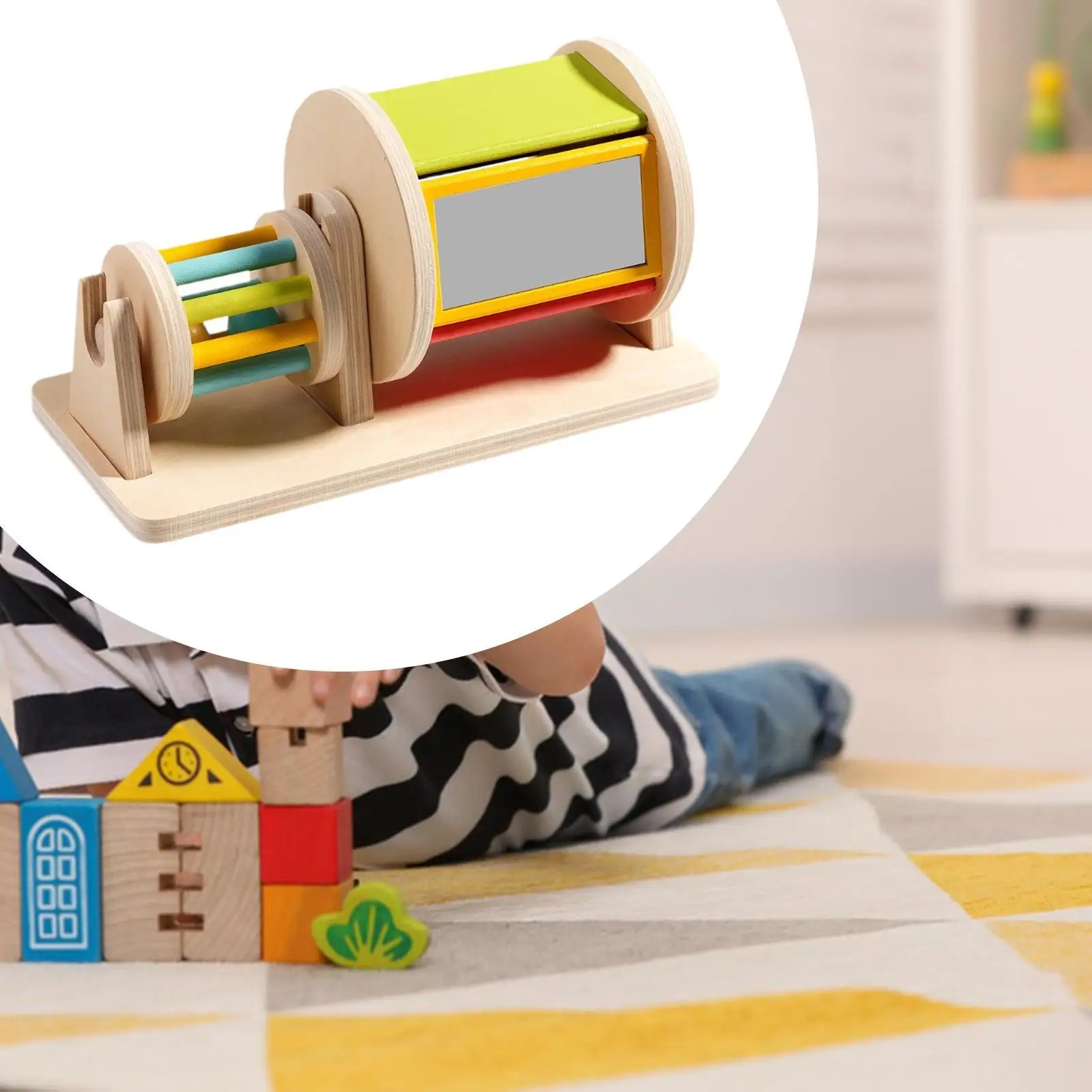 

Montessori Rotating Drum Fine Motor Skill Rotating Wheel Roller Educational Toy
