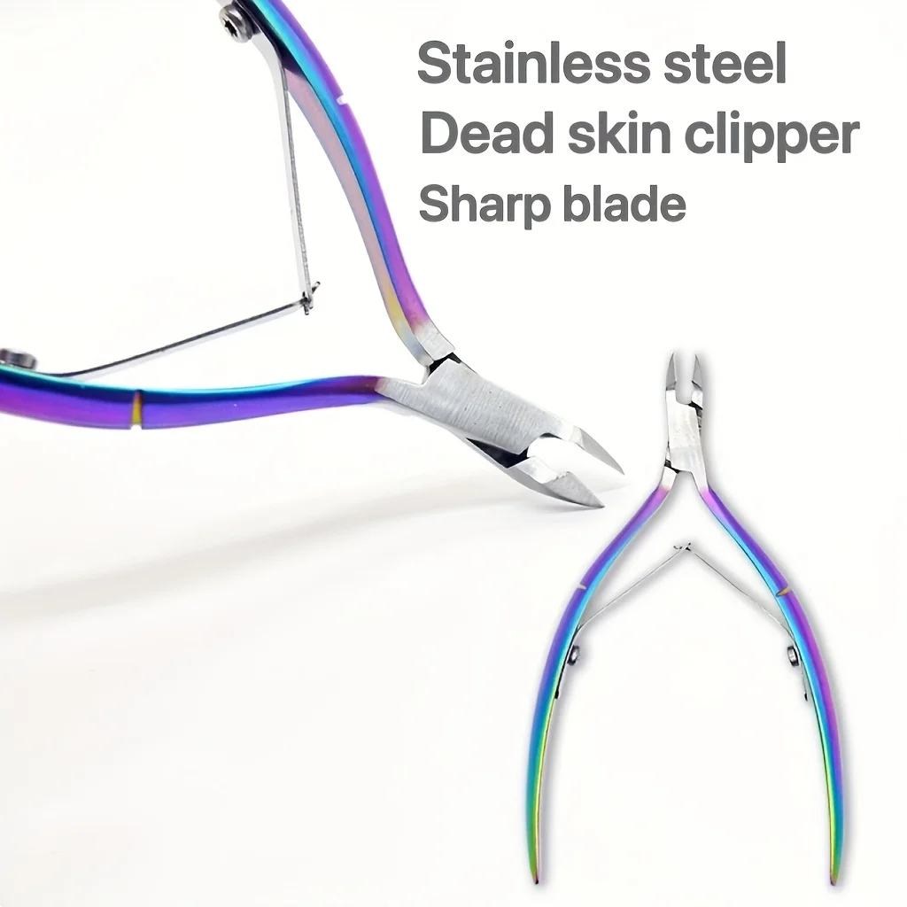 2pcs Set Color Titanium Stainless Steel Professional Nail Care Set Rainbow Manicure and Pedicure Kit Cuticle Nippers