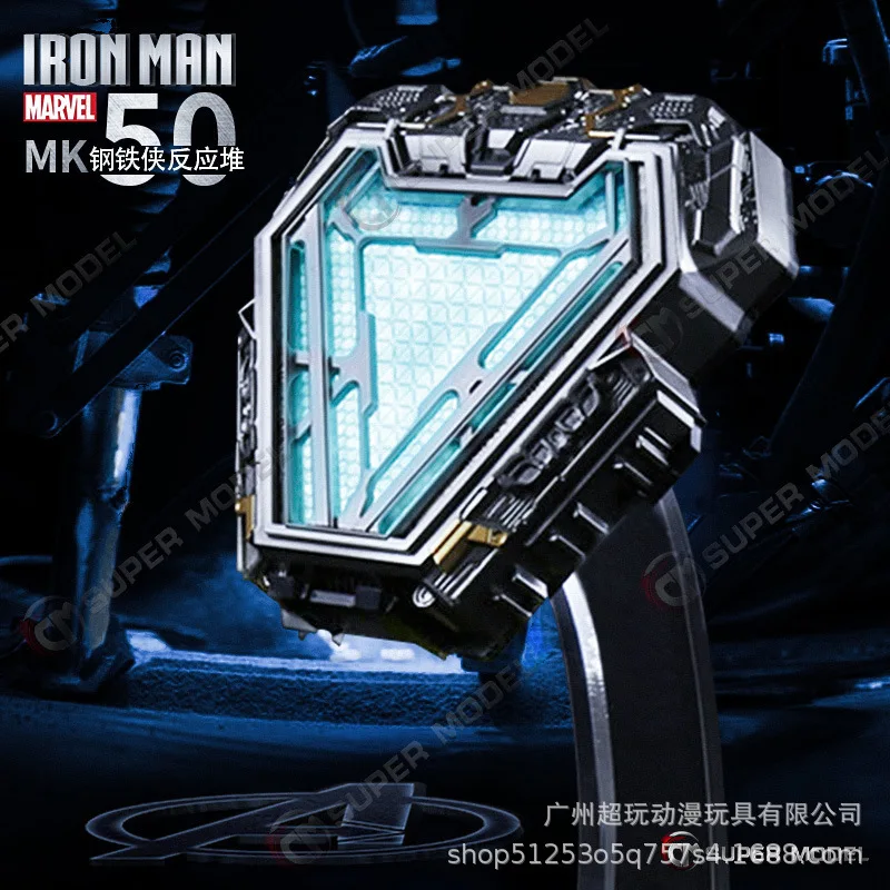 Iron Man Super Hero Figure Avengers Mk50 Arc Reactor 1:1 Tony Stark Heart MK1 MK2 Chest Lamp Metal Model Toys  Figurine Statue