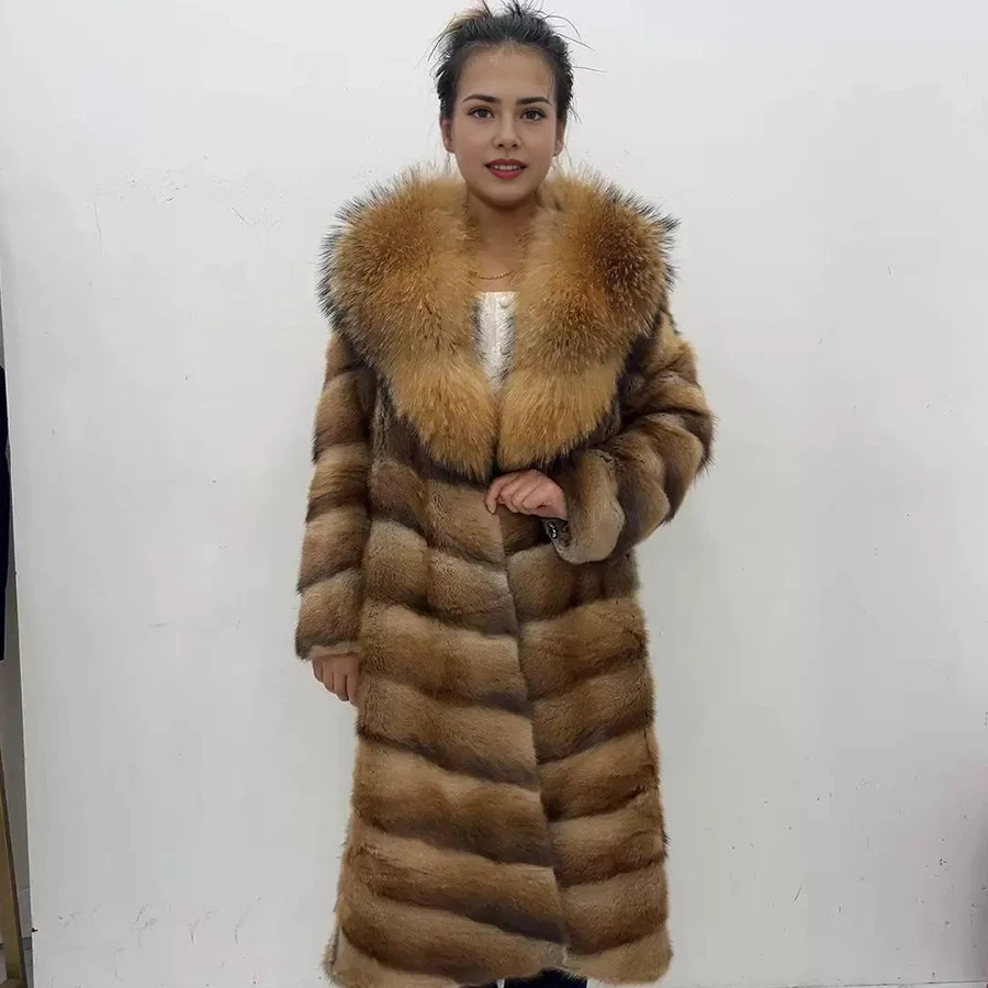 Natural Muskrat Fur Winter Women Fur Coat Women Luxury Real Fur Warm Winter Jackets