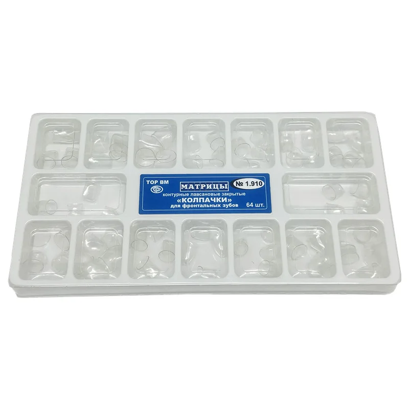 Coroas transparentes anteriores dentais para adultos, ferramentas do dentista, 1.910, 1.911, 1.912, 64 pcs