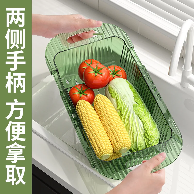 Intrekbare afvoermand Huishoudelijke plastic keuken groentebak Fruitfiltermand Intrekbare spoelbak groentemand