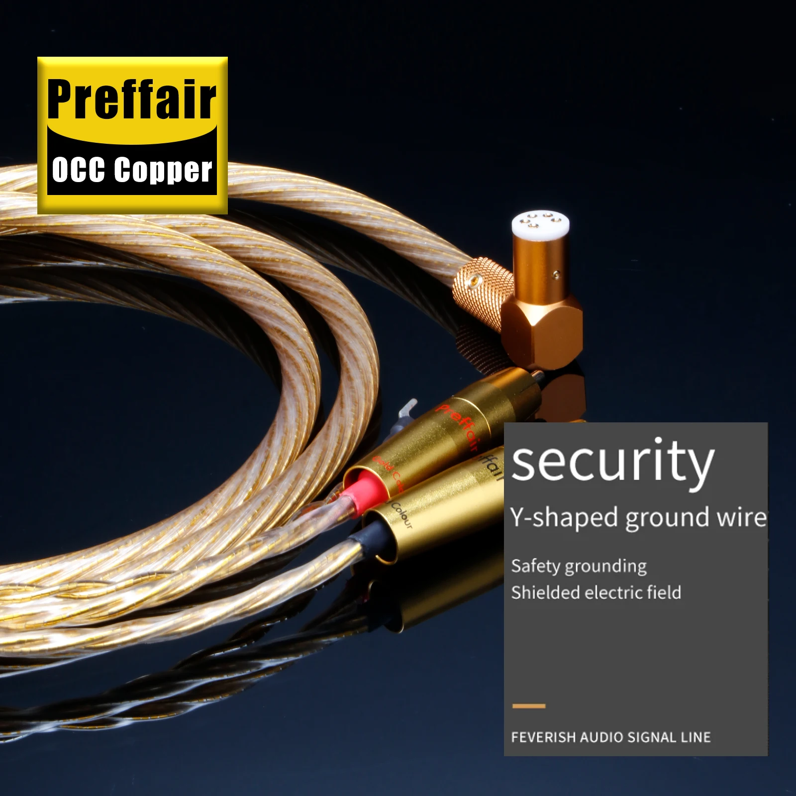 

5-контактный кабель Phono от Din до 2rca 8N OCC, посеребренный виниловый кабель для пластинок, оплетка из золотой фольги с заземляющим проводом Y-образной лопатой, шнур проигрывателя LP