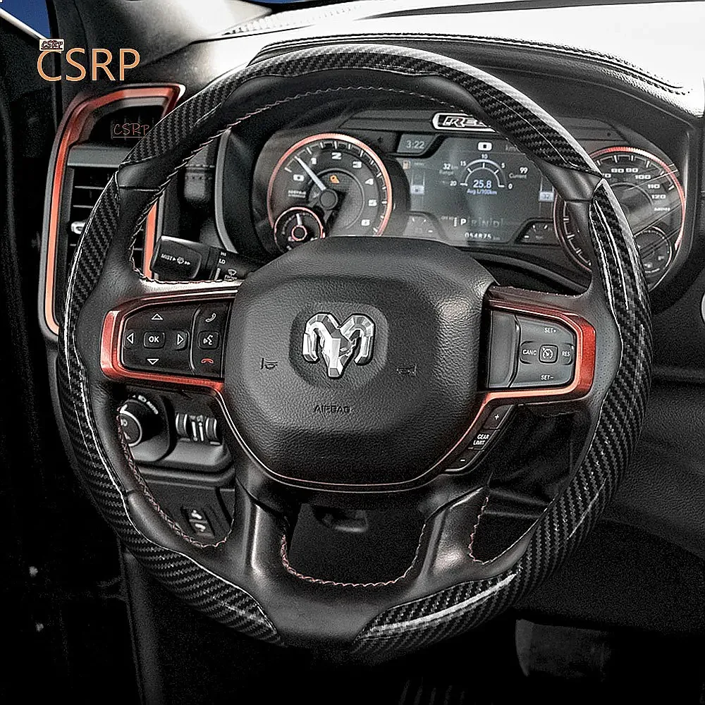Carbon Fiber Texture Steering Wheel Cover Segmented Quick-Release Durable for Ram Promaster Pickup 1500-5500