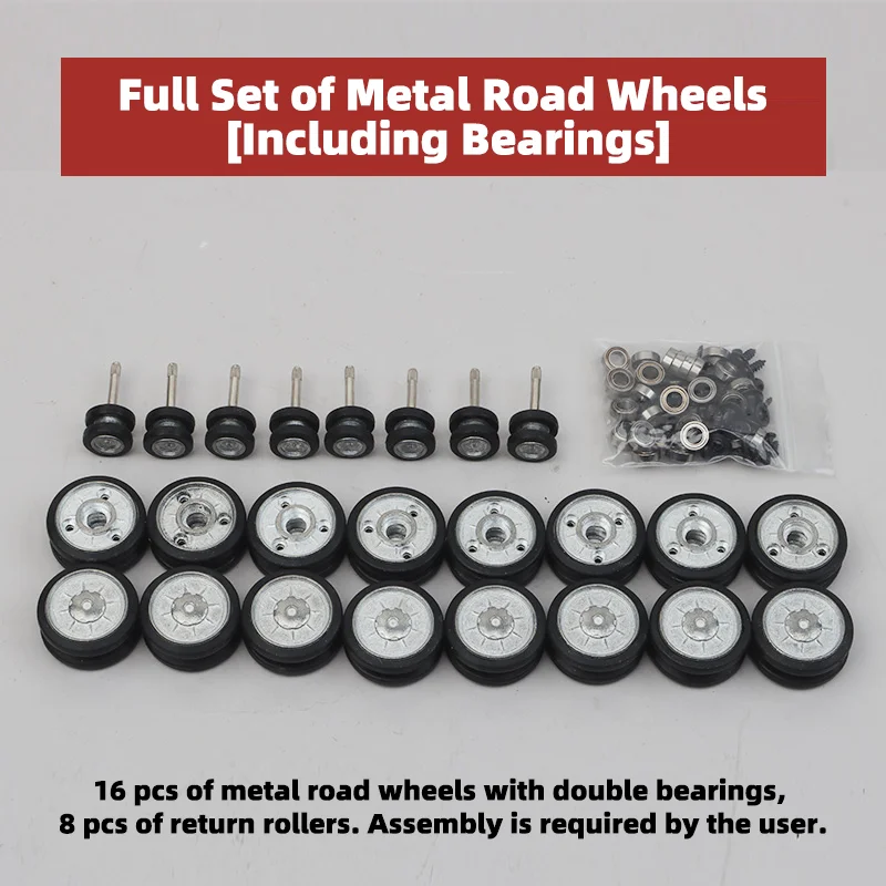 1/16 Scale RC Tank Spare Parts Compatible with Heng Long 1/16 3858 3859 Panzer IV Tank Model ( Metal Road Sprocket Wheels Track)