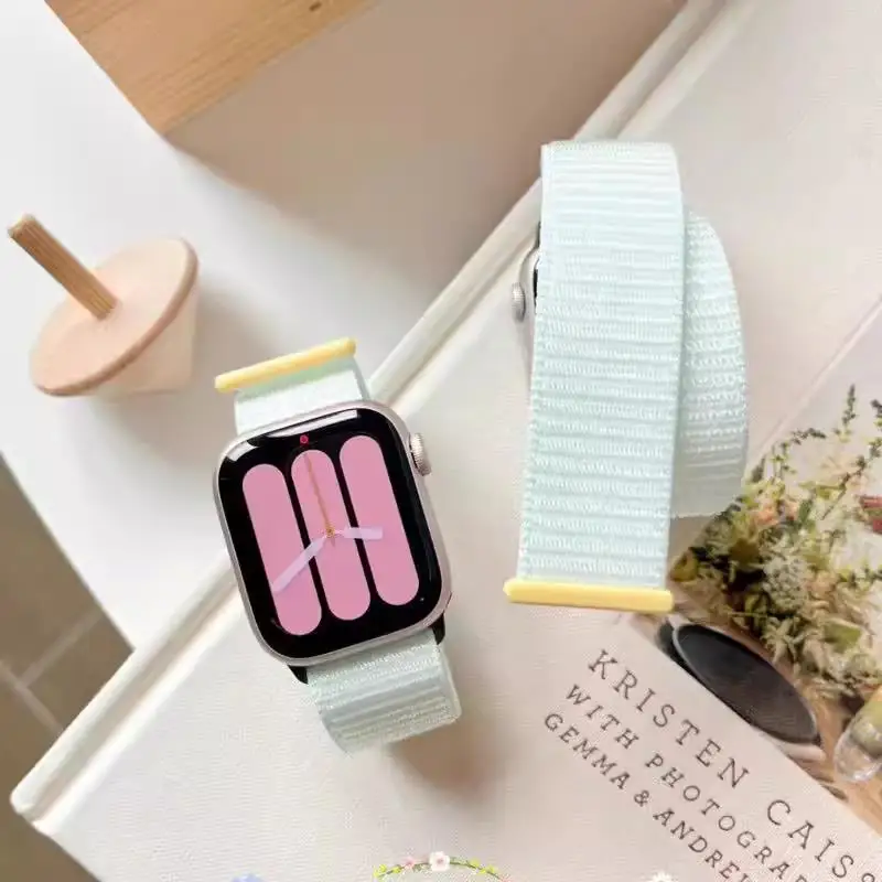 Strap for Apple watch band 45mm 44mm 42mm 49mm 41mm 40mm 38mm Light blue bracelet correa iWatch series SE 7 8 9 6 5 4 3 Ultra 2