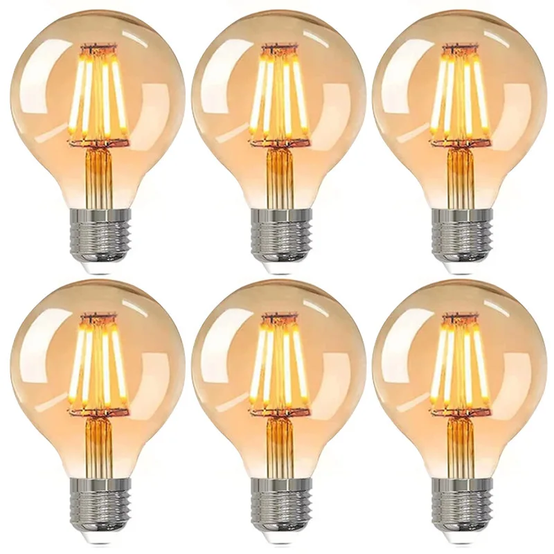 Edison Gloeilamp T45 St64 G80 G95 G125 4W 6W 8W 220V 110V Gloeidraad Led Lamp Retro E27 Warm Geel Woonkamer En Slaapkamer Licht