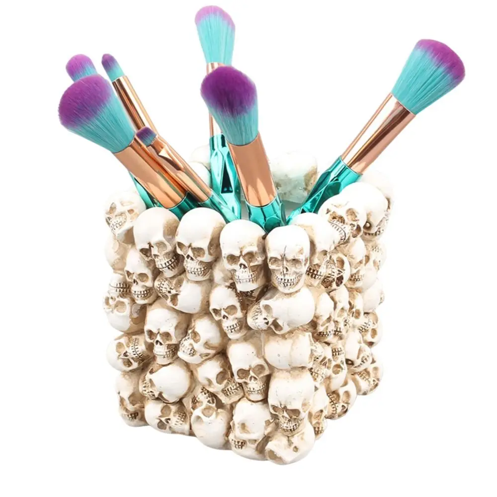 

Desktop Storage box Skull Pen Holder Desktop Pen Stand Stationery Holder Desktop Organizer Pen Pencil Holder Resin