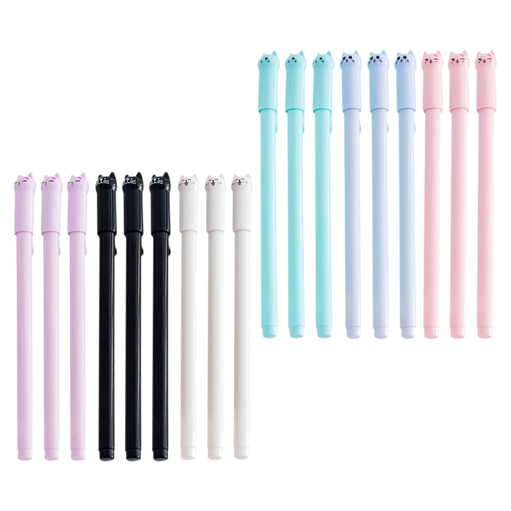 

18Pcs Adorable Cat Pens Household Kawaii Pens Full Needle Tube Nib Design Comfortable Grip Office School Supplies