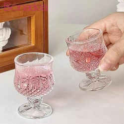 Korean Style Engraved Glasses Cup Mini Cups Short Glass Cup For Soju Sake Liquor Short Stemmed Glass Home Accessories