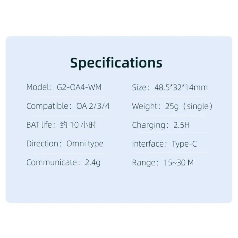 액션 4 3 2 스포츠 카메라용 전방향 마이크 Type-C 포트 2.4GHz