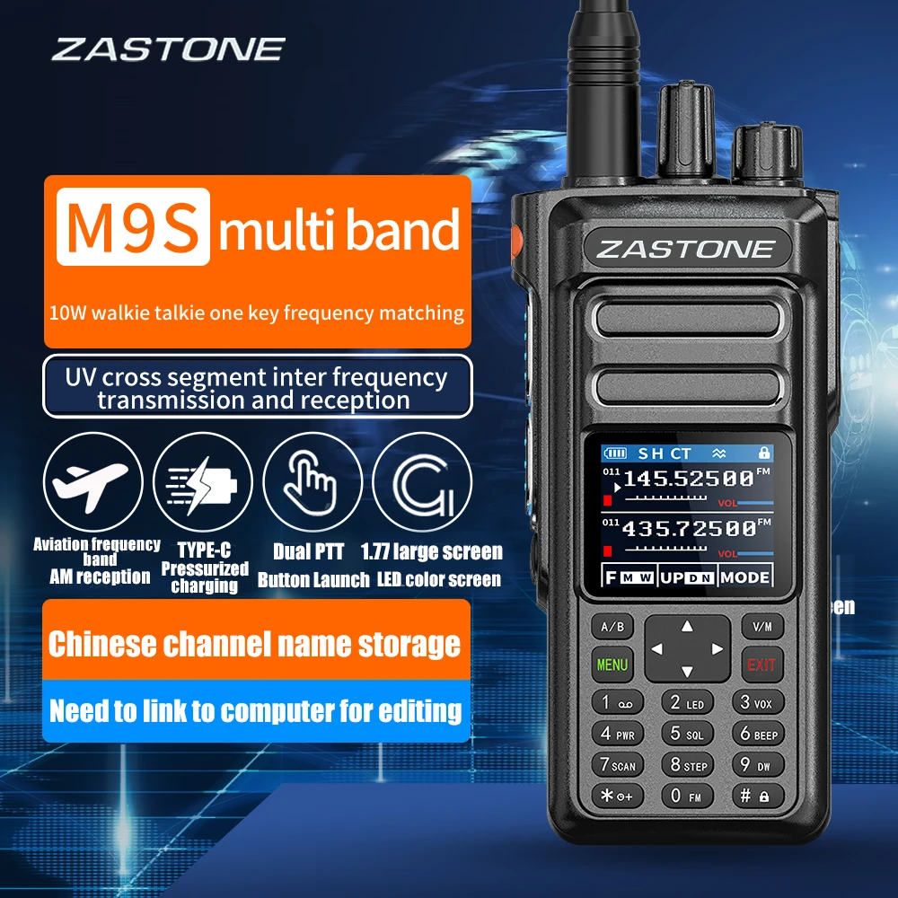 M9S 10W Handheld Radio-High Power 10KM Range IP65 Waterproof VHF/UHF Long Range Communication