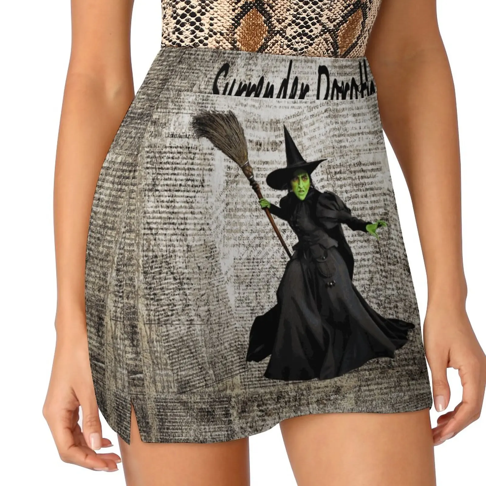 Surrender Dorothy Wicked Witch Oz Digital Mixed Media Women's skirt Mini Skirts A Line Skirt With Hide Pocket Wicked Witch Ruby